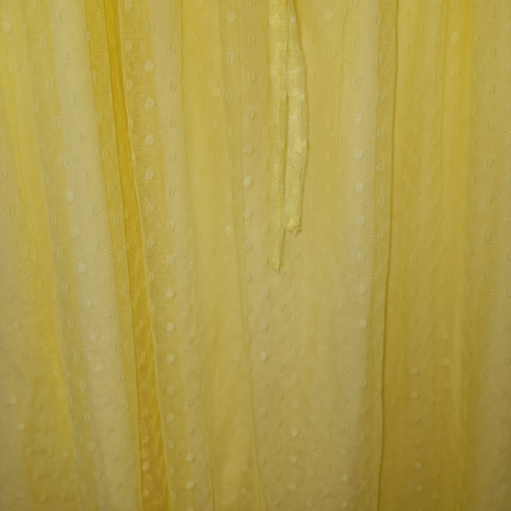 New yellow polka dot sheer statement sleeve dress plus size 1X - Picture 2 of 5